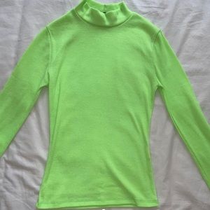 Neon green mock neck long sleeve shirt